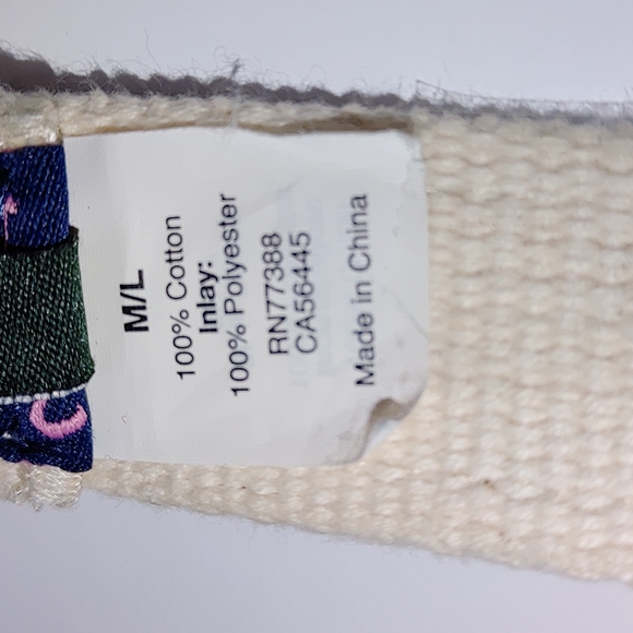J Crew Womens Med/LG Double Ring Pink Flamingo Motif Belt Adjustable Cotton Belt - Picture 2 of 10